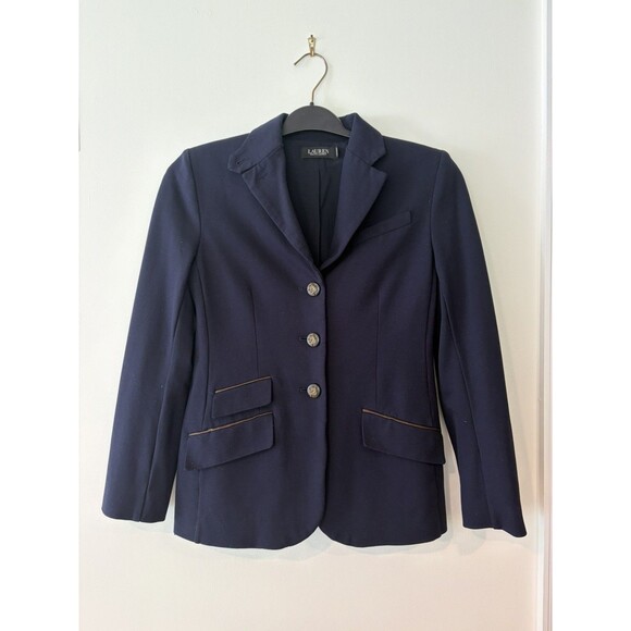 Ralph Lauren Jackets & Blazers - Lauren Ralph Lauren Three Button Ponte Blazer Womens size 2 Navy Equestrian